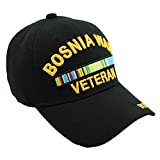 U.S. Military Official Licensed Embroidery Hat Army Navy Veteran Baseball Cap (Bosnia WAR Veteran-Black)