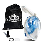 Outer Limits Full Face Snorkel Mask Adult - FullFace Snorkel Mask with Carrying Bag Included. Fog Free Panoramic Views with Easy Breathe Design and Longer Snorkel, GoPro Compatible Snorkel Gear