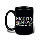 NBC Nightly News with Lester Holt Logo Ceramic Mug, Black 15 oz