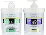 Advanced Clinicals Collagen Cream + Hyaluronic Acid Lotion Moisturizer Face & Body Skin Care Set. Collagen Lotion Restores Sagging Skin & Hyaluronic Acid Anti Aging Cream Hydrates Dry Skin, 2-Pack