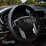 Valleycomfy Microfiber Leather Steering Wheel Cover Large-Size for F150 F250 F350 Ram 4Runner Tacoma Tundra Range Rover Model S X with 15 1/2 inches-16 inches Outer Diameter (Black)