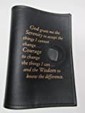 Alcoholics Anonymous AA Big Book Cover Serenity Prayer & Medallion Holder Black