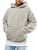 Runcati Mens Fuzzy Sherpa Pullover Hoodie Sweatshirts Long Sleeve Sport Front Pocket Fall Outwear Winter Hooded (Large, 01 Picture Color)