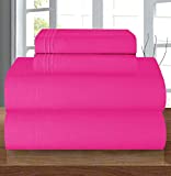 Elegant Comfort Luxury Soft 1500 Thread Count Egyptian 4-Piece Premium Hotel Quality Wrinkle Resistant Bedding Set, All Around Elastic Fitted Sheet, Deep Pocket up to 16inch, Twin/Twin XL, Hot Pink