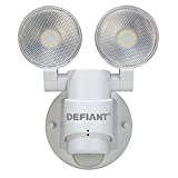 LED Motion Sensor Security Light By Defiant | 180 Degree 180 Degree 2-Head White Outdoor Weatherproof Spot Lights | Bright Lumens |Tool-less Lamp Adjustments