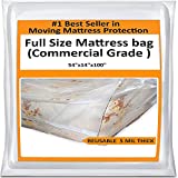 Full Mattress Bag Cover for Moving Storage - Plastic Protector 5 Mil Thick Supply