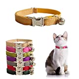 Personalized Cat Collar with Name Plate ,Adjustable Tough Nylon Cat ID Collars with Bell ,Customize Engraved Pet Name and Phone Number (Velvet Style A)