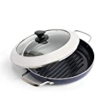 Blue Diamond Cookware Diamond Infused Ceramic Nonstick 11" Grill Genie Pan with Lid PFAS-Free Dishwasher Safe Oven Safe Blue