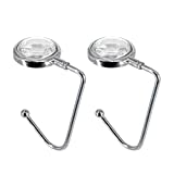 TANOSII Purse Hook Mental Clutch Holder Handbag Rhinestone Hanger for Table Desk 2 Packs White