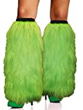 FHQHTH Fuzzy Faux Fur Leg Warmers Fur Heels Long Boots Cuff Cover has Elasticity One Pair Dionysia Boot cover Carnival [Green, Large]