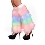 Rainbow LED Light Up Funky Furry Leg Warmers