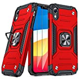 JAME Case for iPhone XR Case with Screen Protectors 2PCS, Military-Grade Drop Protection, Protective XR Phone Cases, with Car Mount Ring Kickstand Cover for iPhone XR 6.1 Inch Case Red
