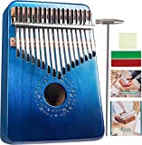 Kalimba 17 Keys Thumb Piano Musical Instrument Gradient Blue Star Sky, Mbira Hand Piano Gifts for Kids and Adults Beginners