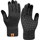 Winter Knit Gloves Warm Full Fingers Men Women with Upgraded Touch Screen - Anti-Slip Glove Fleece Lined