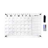 Marvelous Goods X|Premium 100% Acrylic Dry Erase Calendar for Wall 19"x30"x1/4"| for Office, Home, School, and Minimalist Lifestyle|Includes Black&Blue Wet Erasable Markers&One Eraser (Black Standoff)