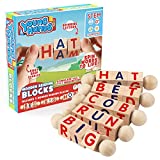 Wooden Reading Blocks | [5] Sets of Fun, Educational Spinning Alphabet Manipulative Blocks for Children w/ Easy-Grip Handles | STEM & Montessori Approved Toy for Pre-Kindergarten Boys & Girls Gift