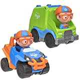 Blippi Mini Vehicles, Including Blippi Mobile and Garbage Truck, Each with a Character Toy Figure Seated Inside - Zoom Around The Room for Free-Wheeling Fun - Perfect for Young Children