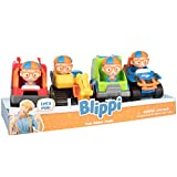 Blippi 3" Vehicles Toy Playset 4 Pack - Officially Licensed - Includes Excavator, Mobile, Fire Engine Truck & Garbage Truck - Each with a Mini Character Figure Inside! - Great Gift for Kids!