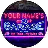 ADVPRO Personalized Your Name Est Year Theme Garage Man Cave Deco Dual Color LED Neon Sign Blue & Red 16" x 12" st6s43-pp1-tm-br