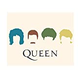 Queen Band- Silhouette Poster Print- 10 x 8" Wall Print- Modern Color Graphics-Ready To Frame. Vintage Song Poster. Home Decor-Studio-Bar-Dorm-Man Cave Decor. Perfect For All Queen Fan Collections.