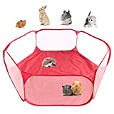 Amakunft Small Animals C&C Cage Tent, Breathable & Transparent Pet Playpen Pop Open Outdoor/Indoor Exercise Fence, Portable Yard Fence for Guinea Pig, Rabbits, Hamster, Chinchillas and Hedgehogs (Red)