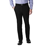 Kenneth Cole Reaction Men's Urban Heather Slim Fit Flat Front Dress Pant, Black, 32Wx29L