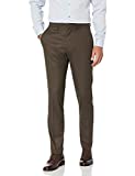 Kenneth Cole REACTION Men's Shadow Check Stretch Slim Fit Dress Pant, Brown, 32Wx32L
