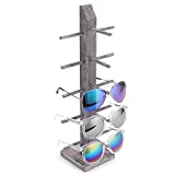 MyGift Rustic Whitewashed Barnwood 5-Pair Sunglasses Holder Display Stand, Tabletop Retail Eyewear Storage Rack