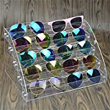 MineDecor 12 Piece Plastic Sunglasses Organizer Clear Eyeglasses Display Case 6 Tier Eyewear Storage Tray Box For Glasses Tabletop Holder Stand