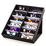 TRIUMPH VISION Glasses Tray Sunglasses Display Case - 12 Slots Eyeglass Organizer Box Eyewear Holder Sunglass Stand