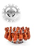 Flame Fingers XL Chicken Grill Rack - Holds 18 Legs, Wings, Thighs, Lollipops or Turkey Drumsticks. Stainless Rotating Design for use on Grills BBQ's Smokers Ovens