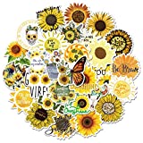 50pcs You are My Sunshine Flower Stickers Yellow Cute Sunflower Stickers Decal Waterproof for Crafts Envelopes Scrapbooking Water Bottles Cars Cups Hydroflask Laptop Phone Case Scrapbook