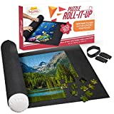 Large Puzzle Roll Up Mat - Store and Transport Jigsaw Puzzles Up to 1500 Pieces - 46" x 26" Felt Mat, Inflatable Tube, and 3 Elastic Fasteners New Improved Design - by Amy and Delle