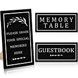 3 PCS Wooden Funeral Table Signs Wood Share Memory Sign Black Guest Book Sign Celebration of Life Funeral Memorial Sign Table Decoration Condolence Sign for Funeral Decorations Celebration of Life