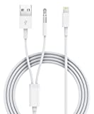 Aux Cord for iPhone, iSkey 2 in 1 3.5mm Aux Cable for Car with Charger Cord Compatible with iPhone 13 12 11 XS XR X 8 7 6 iPad iPod Home Audio, Speaker, Headphone Support All iOS Version (4ft)