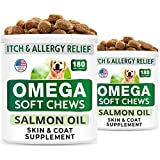 (Pack of 2) Omega 3 for Dogs - 360 Fish Oil Chews for Dog Shedding, Skin Allergy, Itch Relief, Hot Spots Treatment - Joint Health - Skin and Coat Supplement - EPA & DHA Fatty Acids - Salmon Oil