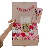 DAHINRAUM Handmade Artificial Soap Dried Flowers ATM Money Gift Box with OPP 20Pcs Mother's Day Anniversary Valentine Birthday