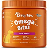 Zesty Paws Omega 3 Alaskan Fish Oil Chew Treats for Dogs - with AlaskOmega for EPA & DHA Fatty Acids - Hip & Joint Support + Skin & Coat Chicken Flavor (90 Soft Chews)