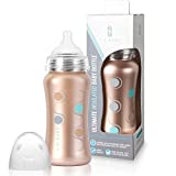 Stainless Steel Baby Bottle 9oz Insulated Baby Bottle | Insulate Milk for 10+ Hours | Non-Toxic Food-Grade Stainless Steel & Food-Grade Silicone Slow Flow Nipple | Leak-Free Design - Rose Gold