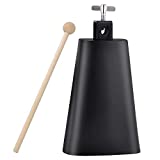 Eastrock 7 inch Metal Steel Cow Bells Noise Makers Hand Percussion Cowbell with Stick for Drum Set