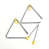 Foraineam 2 Pack 5 Inch Hand Percussion Instrument Triangles with Striker