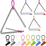 4 Pieces 5 Inch Hand Percussion Instrument Musical Steel Triangles with Striker, Music Triangle Instrument Set Music Enlightenment for Children