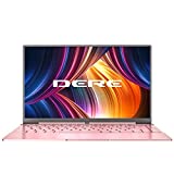 DERE V14S Laptop 14.1 inches Thin and Light Computer, Intel Celeron N5095 Processor, 12GB DDR4,256GB SSD, Full HD Display Backlit Keyboard Full Metal Body Windows 10, USB 3.0, Type C Connector Pink