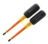 Ideal Industries Ins. Screwdriver Set, Slot/Phillips, 2 Pc, Orange, 35-9305