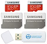 Samsung 128GB Evo Plus MicroSD Card (2 Pack EVO+) Class 10 SDXC Memory Card with Adapter (MB-MC128HA) Bundle with (1) Everything But Stromboli Micro & SD Card Reader