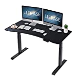 Lifease Height Adjustable Desk Electric Standing Desk Home Office Desk Dual Motor with Arc Desktop 4 Memory Setting (Black Frame+Black Desktop)