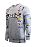 SCREENSHOT-F11053 Mens Urban Hip Hop Premium Fleece Top - Pullover Activewear Hand Drawing Street Fashion Crew Neck Sweatshirt-H.Grey-2XLarge
