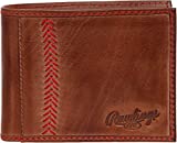 Rawlings Mens Tanned-leather Baseball Stitch Embroidered Wallet - (Dark Brown)