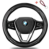 Autsop Steering Wheel Cover, Leather Car Steering Wheel Covers for Women and Man Breathable Anti-Slip Odorless,Universal Fit 15 Inch (Black)