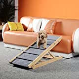 High Traction Dog Ramp, Folding Portable Wooden Pet Ramp for All Small Large Animals - 42" Long and Adjustable from 14” to 26” - Rated for 200lbs - Lightweight Dog Car Ramps for SUV, Bed, Couch